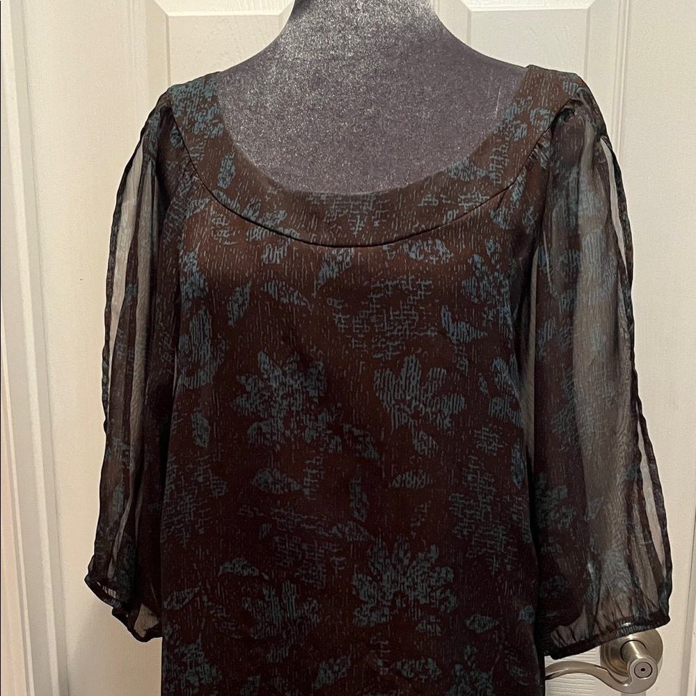 Women’s Brown and Teal Tunic Dress  Sz M